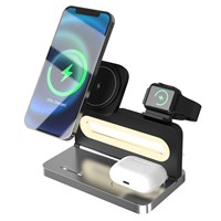 S-LINK SW-CWF120 Telefon Kulaklık Akıllı Saat 15W 3 in 1 Magsafe Siyah Kablosuz Şarj Cihazı