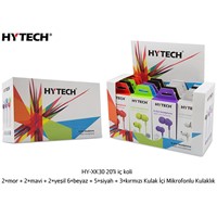 Hytech HY-XK30 20li iç koli  2xmor  2xmavi  2xyeşil 6xbeyaz  5xsiyah  3xkırmızı Kulak İçi Mikrofonlu Kulaklık