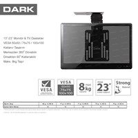 DARK 10/32 DK-AC-VT22 Dolap-Raf Altı Siyah 1 kollu Monitör Askı Aparatı